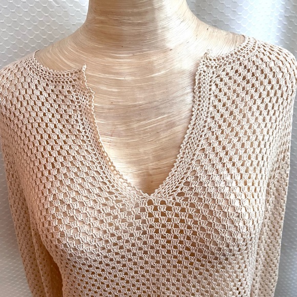 Theory fishnet long sleeve cotton top Size M - Picture 2 of 6